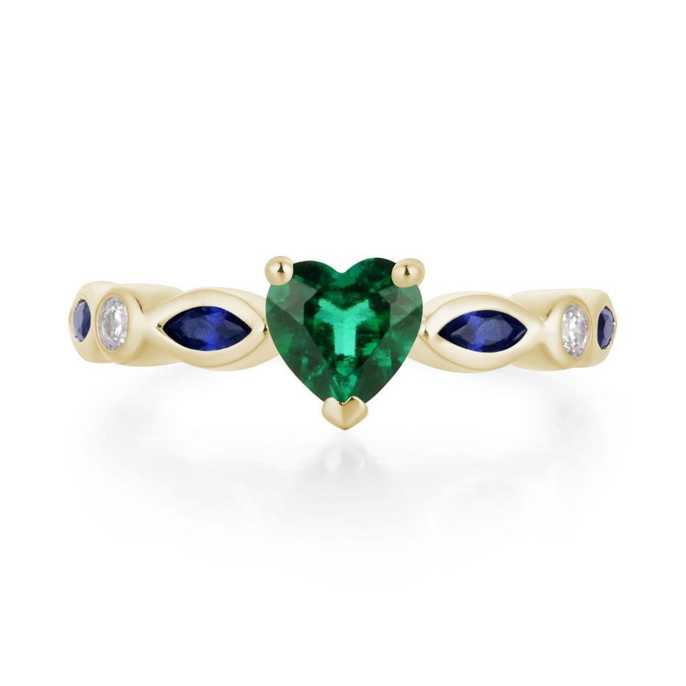 Heart Lab Grown Emerald Wedding Ring - LUO Jewelry #metal_14k yellow gold