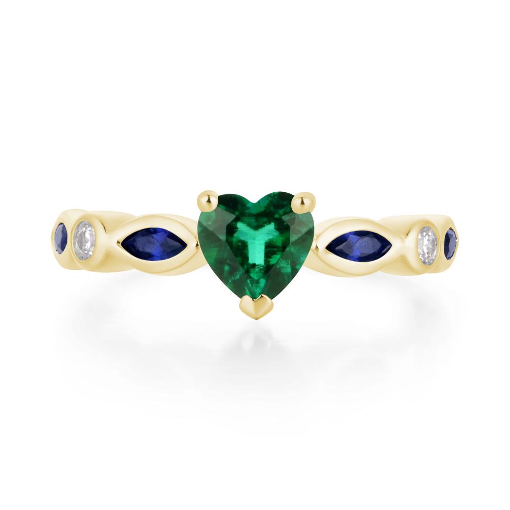 Heart Lab Grown Emerald Wedding Ring - LUO Jewelry #metal_18k yellow gold