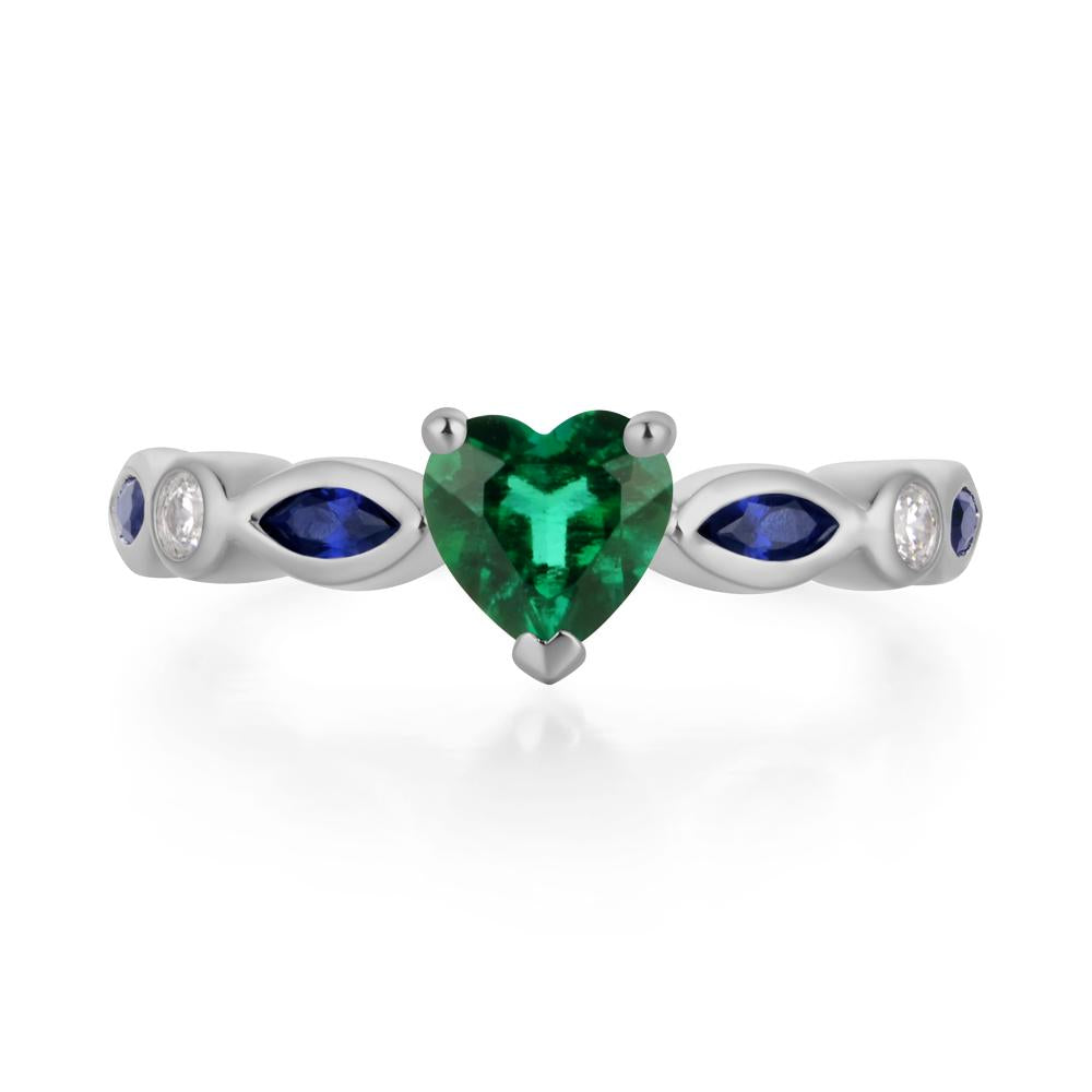 Heart Lab Grown Emerald Wedding Ring - LUO Jewelry #metal_platinum