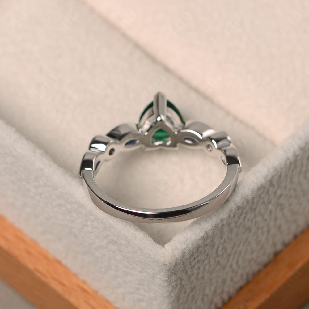 Heart Lab Grown Emerald Wedding Ring - LUO Jewelry