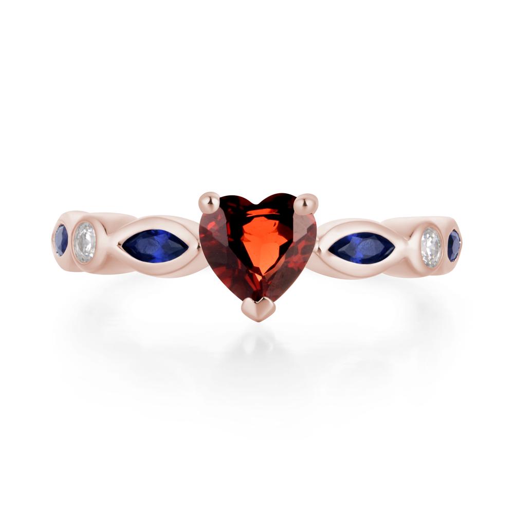 Heart Garnet Wedding Ring - LUO Jewelry #metal_14k rose gold