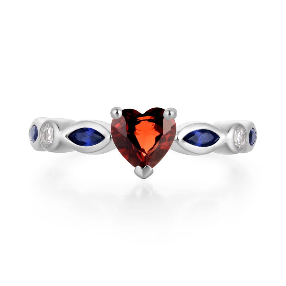 Heart Garnet Wedding Ring - LUO Jewelry #metal_14k white gold
