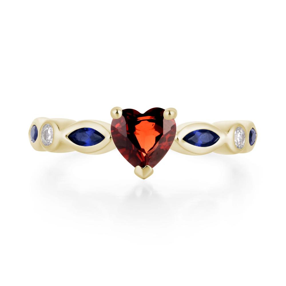 Heart Garnet Wedding Ring - LUO Jewelry #metal_14k yellow gold