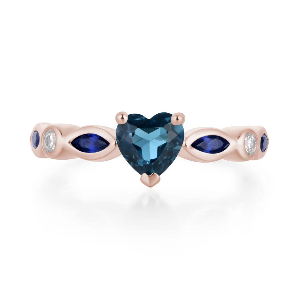 Heart London Blue Topaz Wedding Ring - LUO Jewelry #metal_14k rose gold