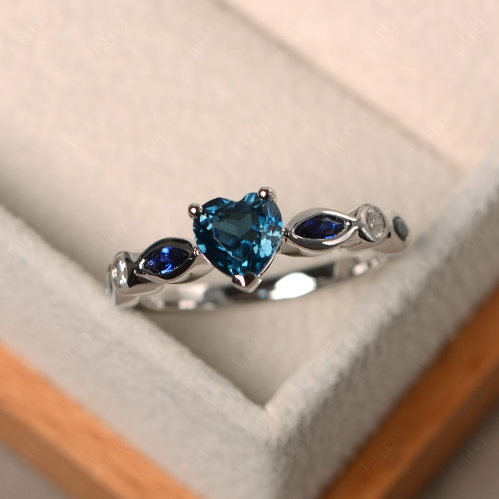 Heart London Blue Topaz Wedding Ring White Gold - LUO Jewelry