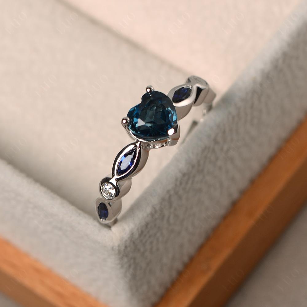 Heart London Blue Topaz Wedding Ring White Gold - LUO Jewelry