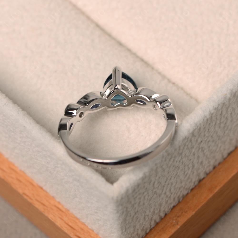Heart London Blue Topaz Wedding Ring White Gold - LUO Jewelry