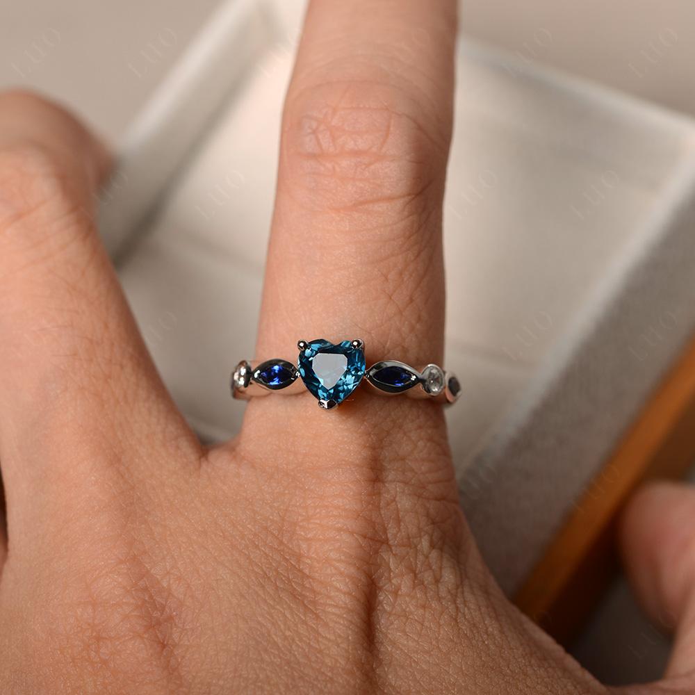 Heart London Blue Topaz Wedding Ring White Gold - LUO Jewelry