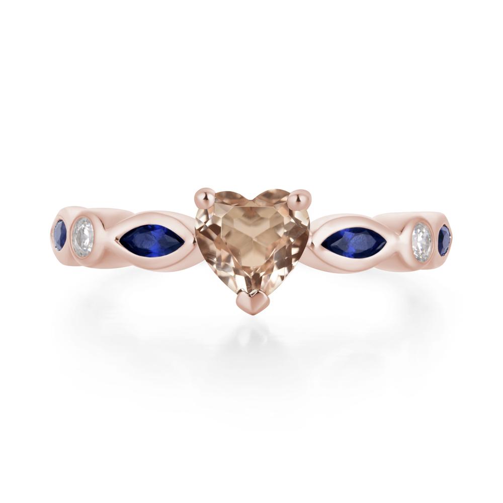 Heart Morganite Wedding Ring - LUO Jewelry #metal_14k rose gold