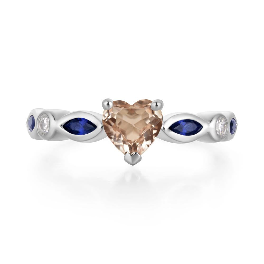 Heart Morganite Wedding Ring - LUO Jewelry #metal_14k white gold