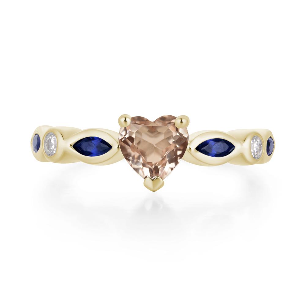 Heart Morganite Wedding Ring - LUO Jewelry #metal_14k yellow gold