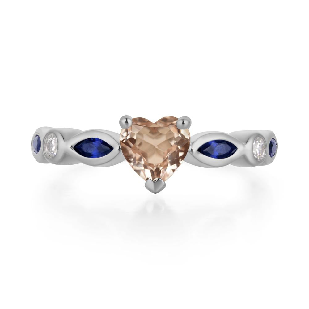 Heart Morganite Wedding Ring - LUO Jewelry #metal_platinum