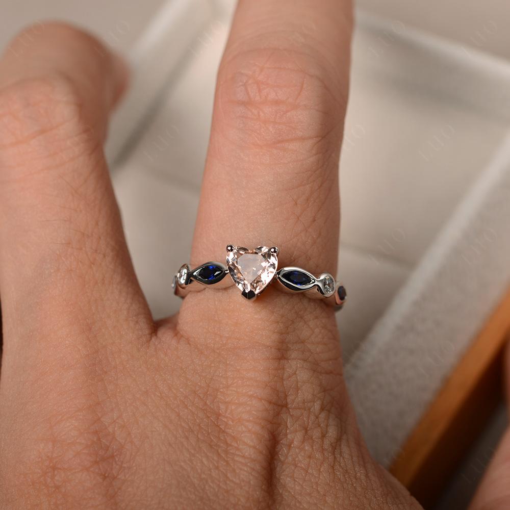 Heart Morganite Wedding Ring - LUO Jewelry