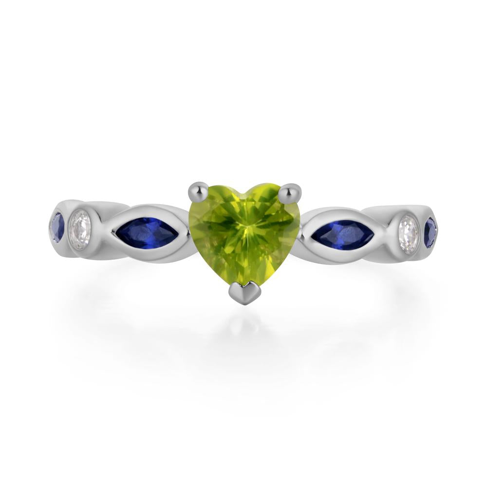 Heart Peridot Wedding Ring - LUO Jewelry #metal_platinum