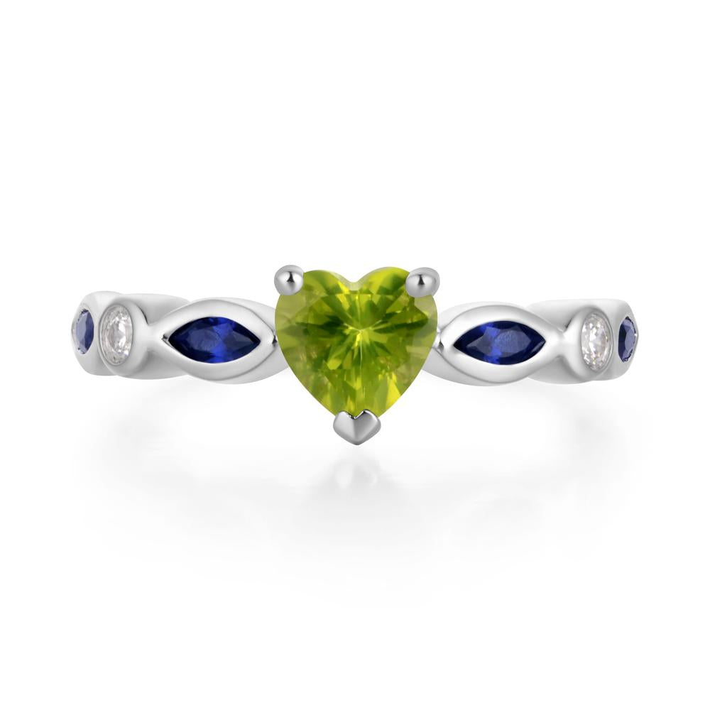 Heart Peridot Wedding Ring - LUO Jewelry #metal_sterling silver