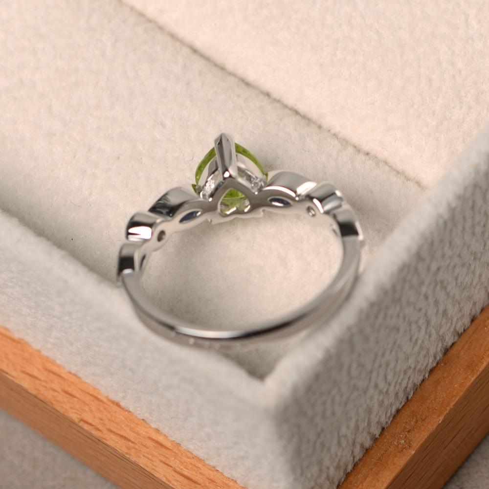 Heart Peridot Wedding Ring White Gold - LUO Jewelry