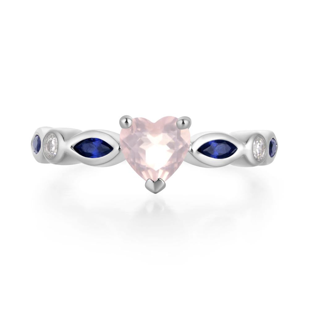 Heart Rose Quartz Wedding Ring - LUO Jewelry #metal_14k white gold