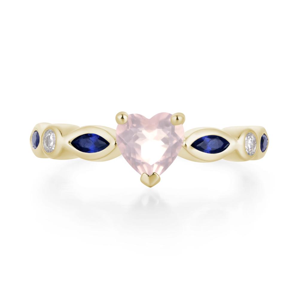 Heart Rose Quartz Wedding Ring - LUO Jewelry #metal_14k yellow gold