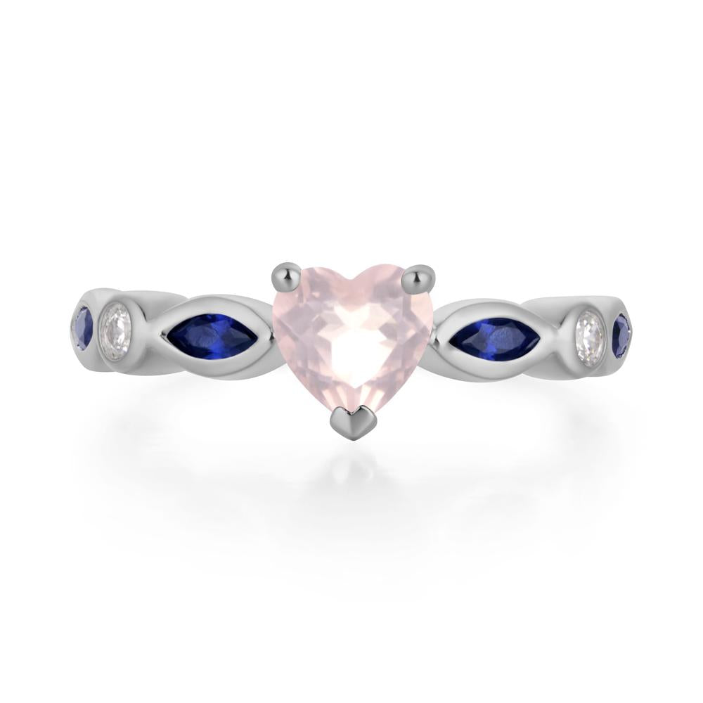 Heart Rose Quartz Wedding Ring - LUO Jewelry #metal_platinum