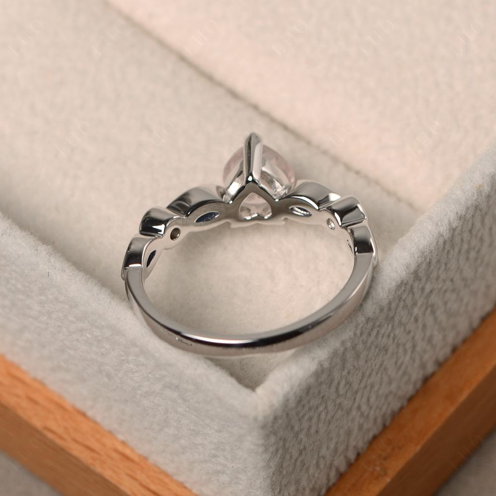 Heart Rose Quartz Wedding Ring White Gold - LUO Jewelry
