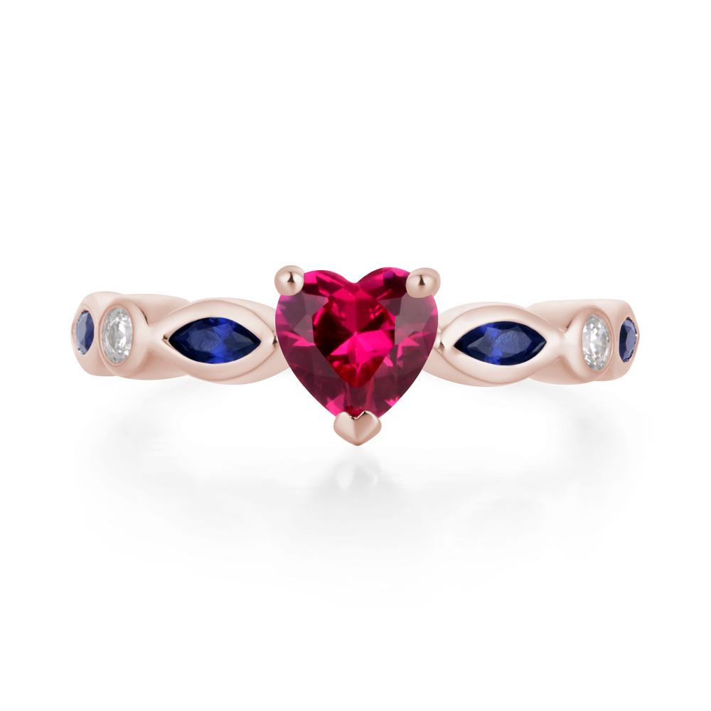 Heart Ruby Wedding Ring - LUO Jewelry #metal_14k rose gold
