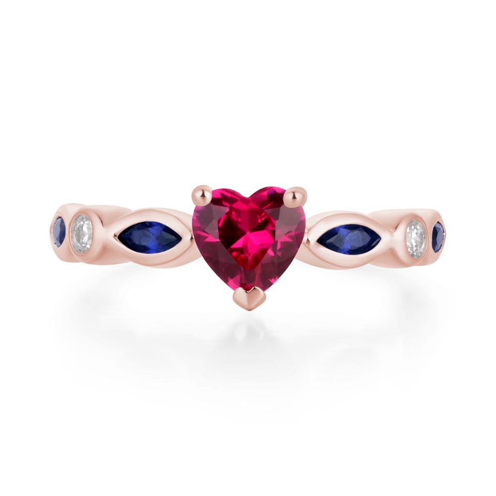 Heart Ruby Wedding Ring - LUO Jewelry #metal_18k rose gold