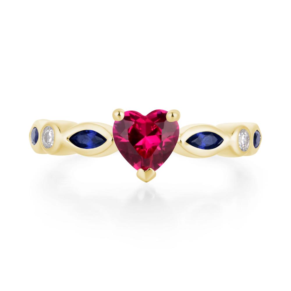 Heart Ruby Wedding Ring - LUO Jewelry #metal_18k yellow gold