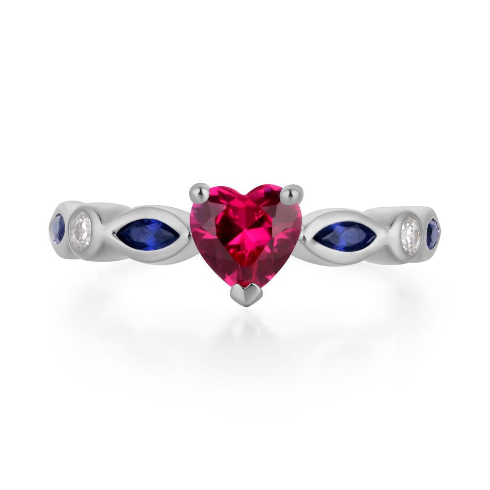 Heart Ruby Wedding Ring - LUO Jewelry #metal_platinum