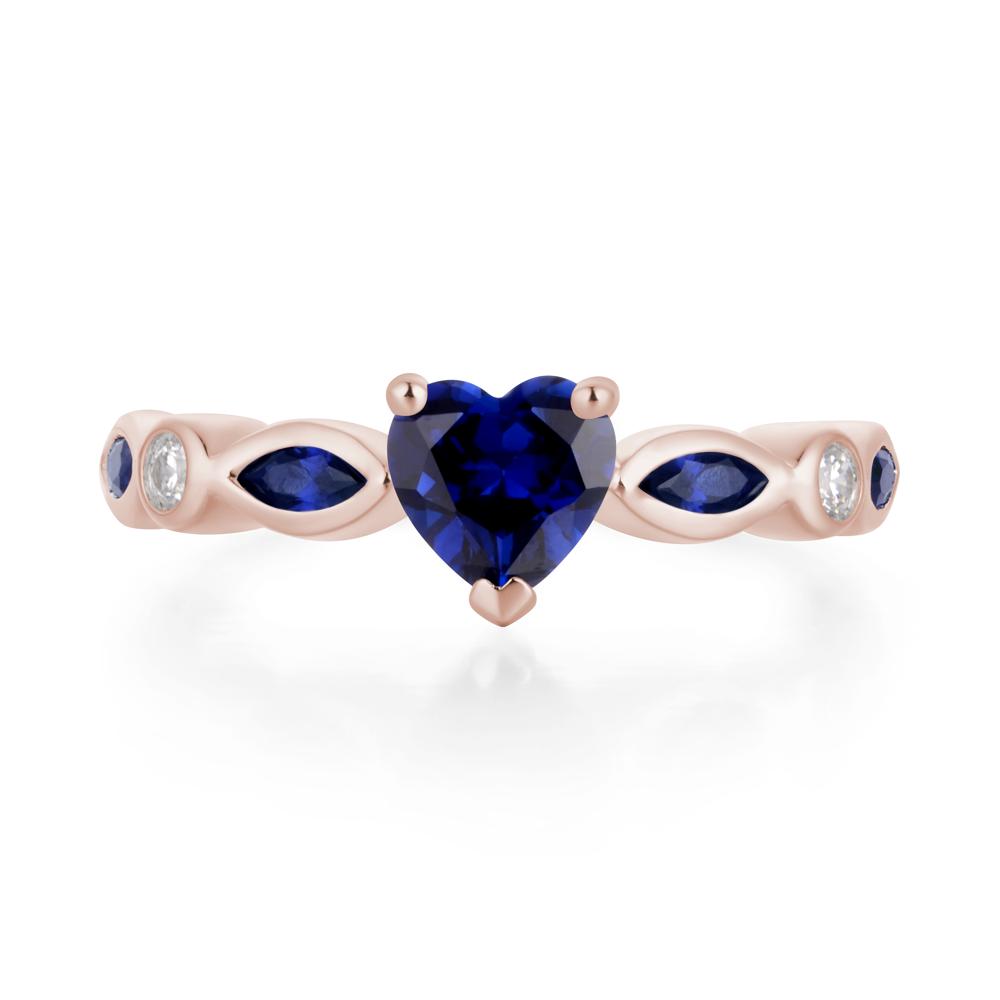 Heart Lab Sapphire Wedding Ring - LUO Jewelry #metal_14k rose gold