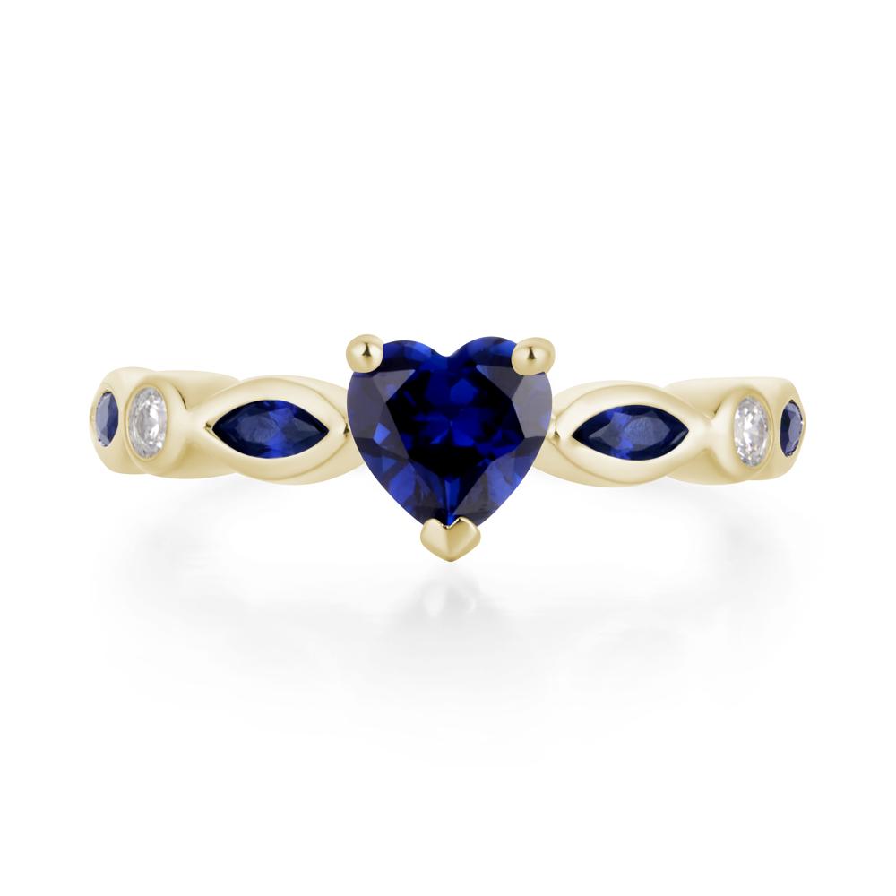 Heart Lab Sapphire Wedding Ring - LUO Jewelry #metal_14k yellow gold