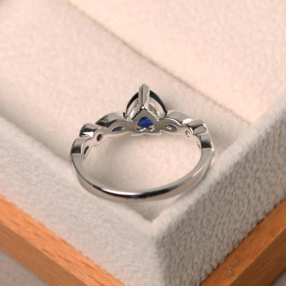 Heart Lab Sapphire Wedding Ring - LUO Jewelry