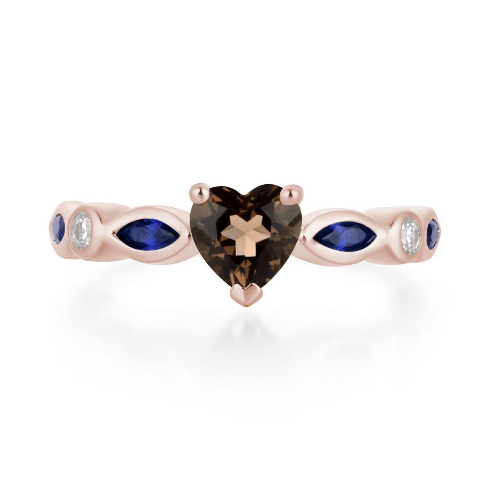 Heart Smoky Quartz Wedding Ring - LUO Jewelry #metal_14k rose gold