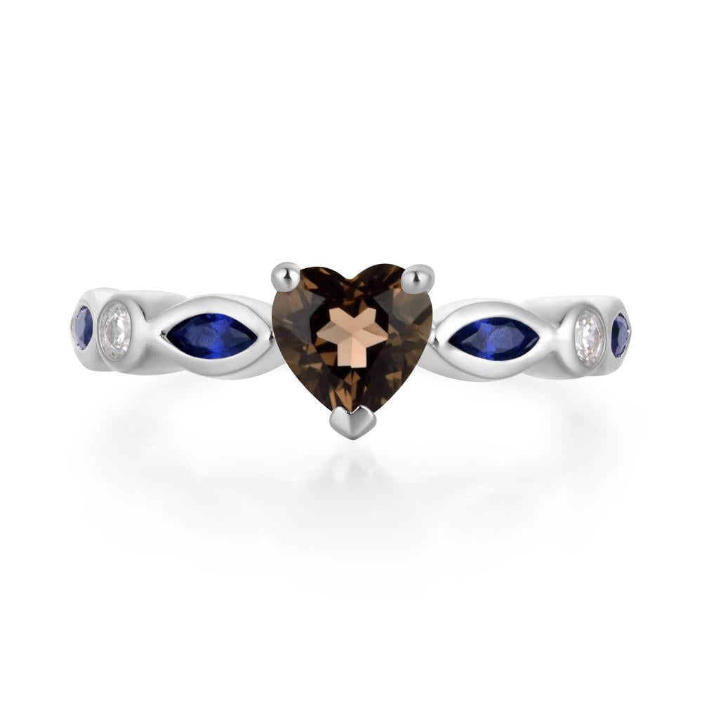 Heart Smoky Quartz Wedding Ring - LUO Jewelry #metal_14k white gold