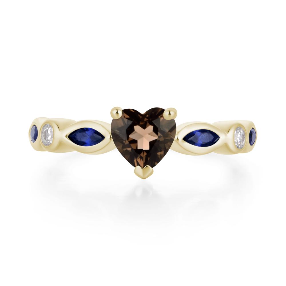 Heart Smoky Quartz Wedding Ring - LUO Jewelry #metal_14k yellow gold