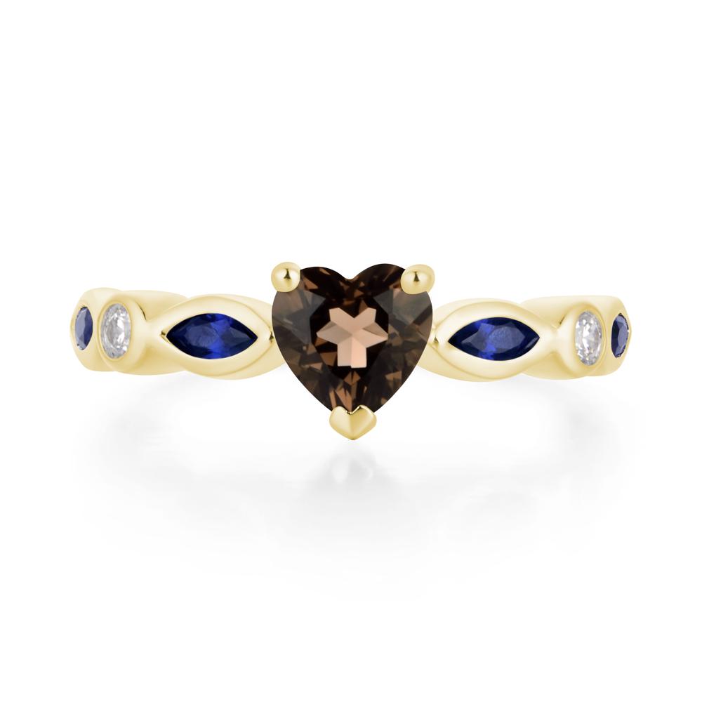 Heart Smoky Quartz Wedding Ring - LUO Jewelry #metal_18k yellow gold