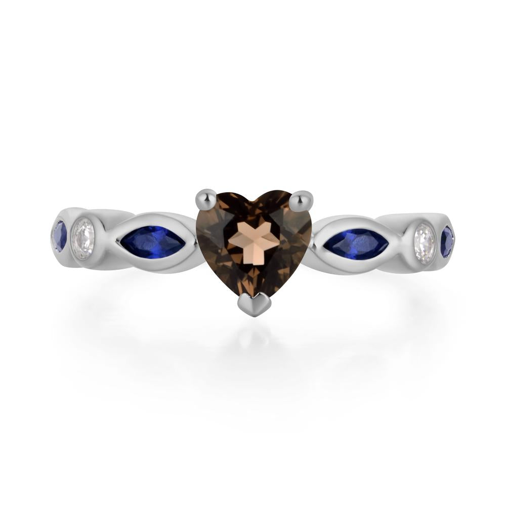 Heart Smoky Quartz Wedding Ring - LUO Jewelry #metal_platinum