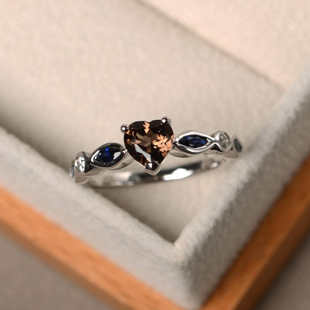 Heart Smoky Quartz Wedding Ring - LUO Jewelry