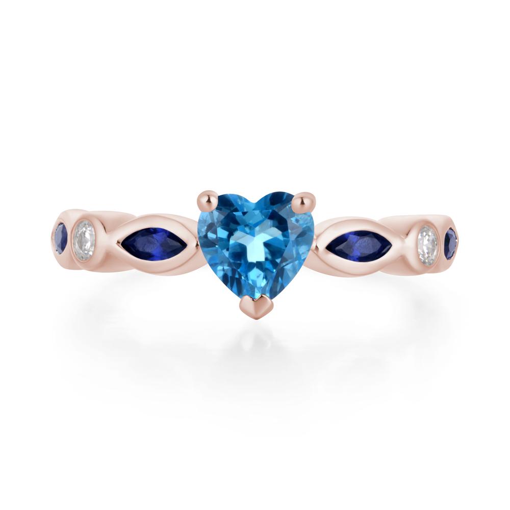 Heart Swiss Blue Topaz Wedding Ring - LUO Jewelry #metal_14k rose gold