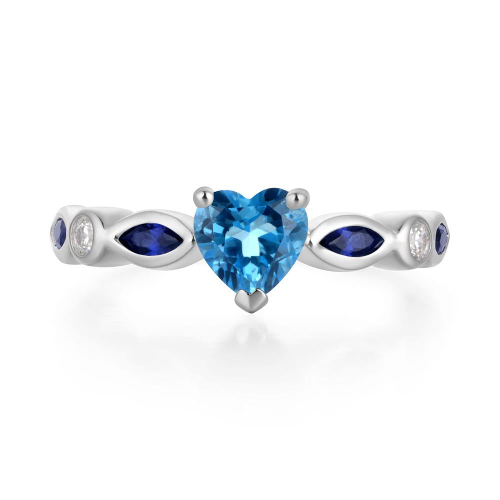Heart Swiss Blue Topaz Wedding Ring - LUO Jewelry #metal_14k white gold