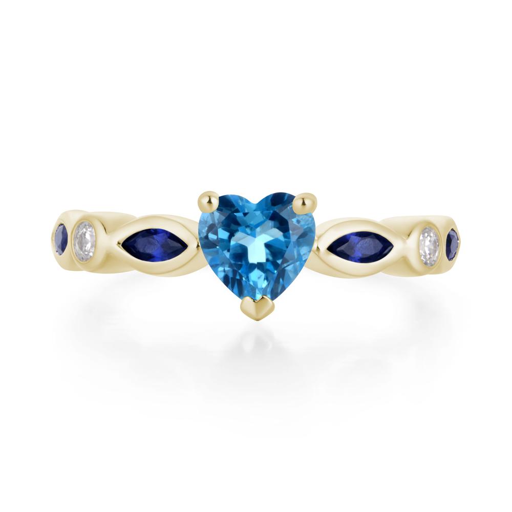 Heart Swiss Blue Topaz Wedding Ring - LUO Jewelry #metal_14k yellow gold