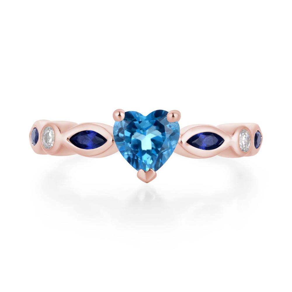 Heart Swiss Blue Topaz Wedding Ring - LUO Jewelry #metal_18k rose gold