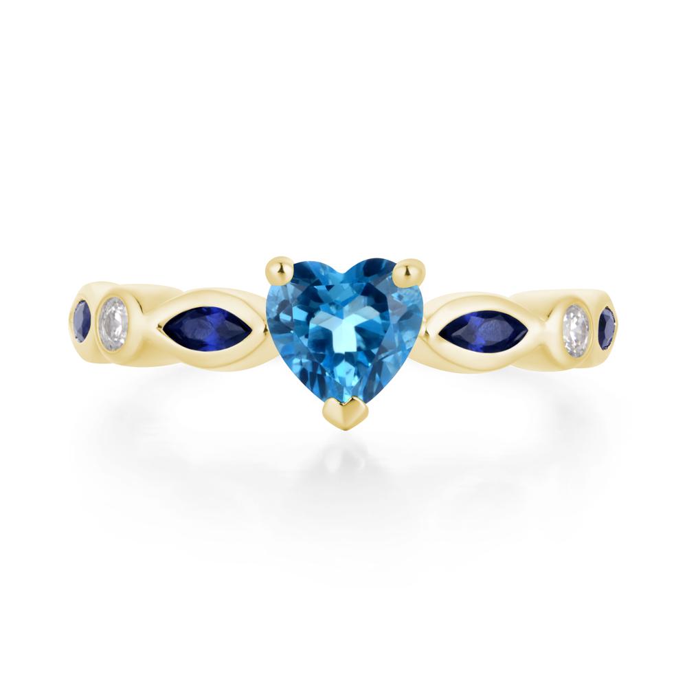 Heart Swiss Blue Topaz Wedding Ring - LUO Jewelry #metal_18k yellow gold