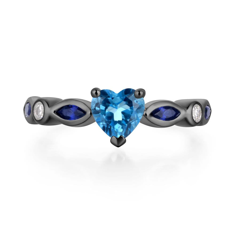 Heart Swiss Blue Topaz Wedding Ring - LUO Jewelry #metal_black finish sterling silver