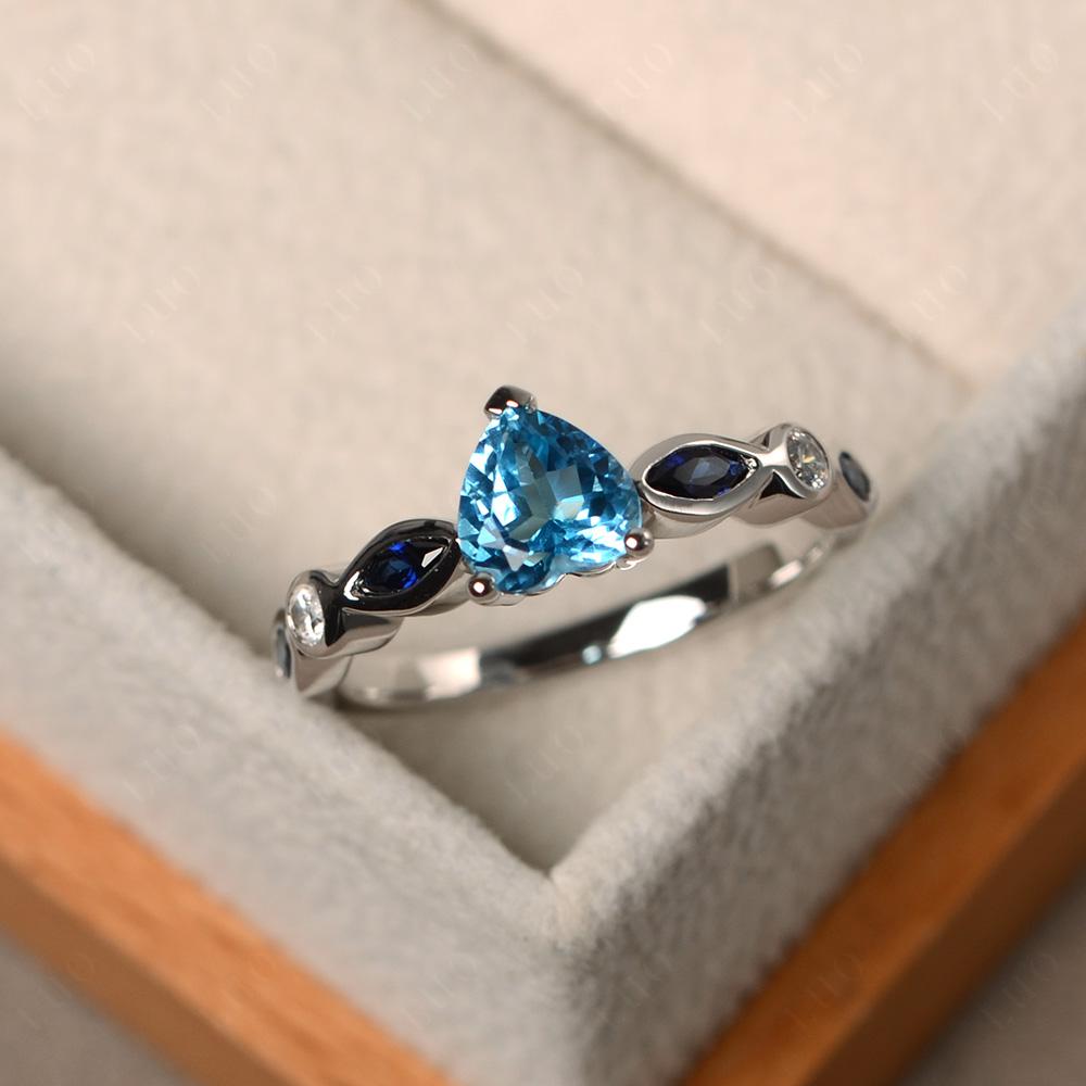 Heart Swiss Blue Topaz Wedding Ring - LUO Jewelry