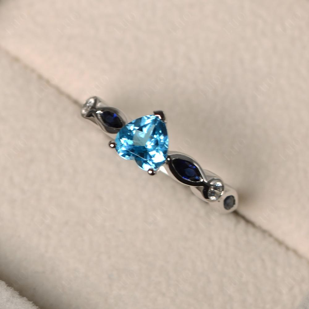 Heart Swiss Blue Topaz Wedding Ring - LUO Jewelry