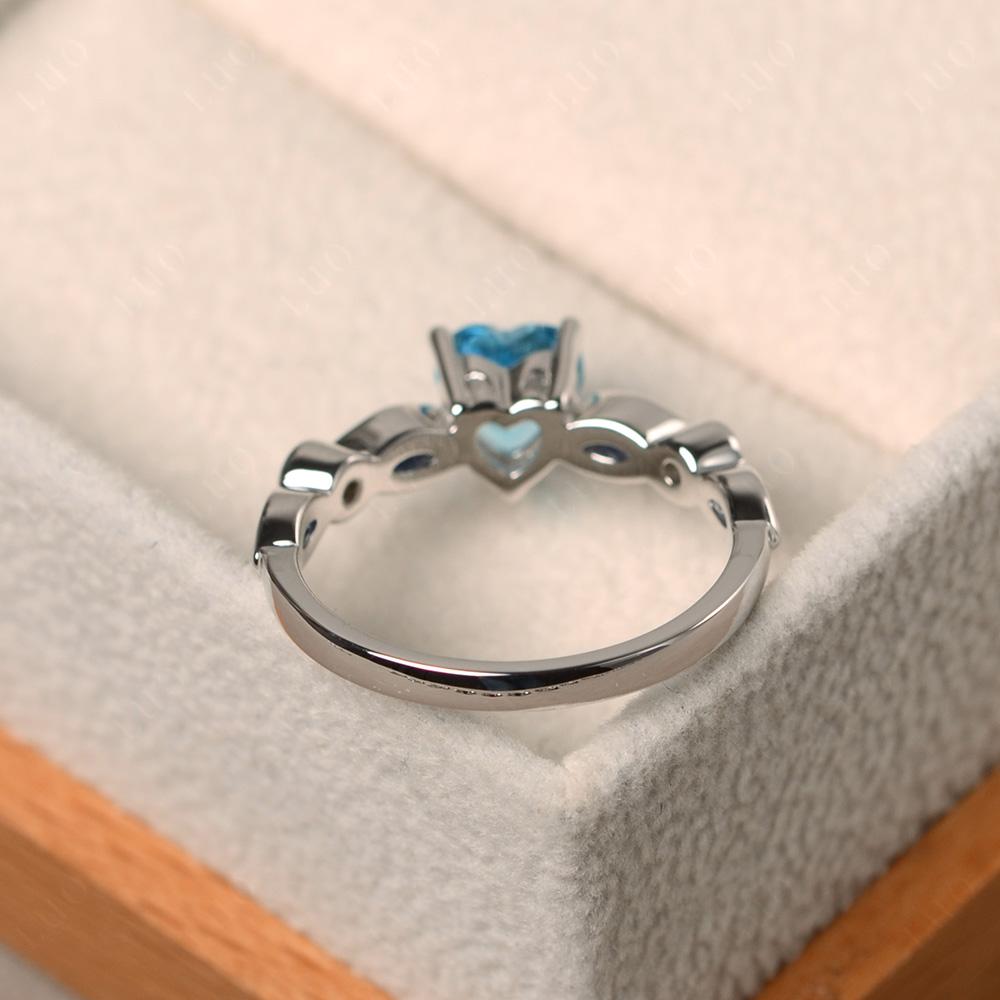 Heart Swiss Blue Topaz Wedding Ring - LUO Jewelry