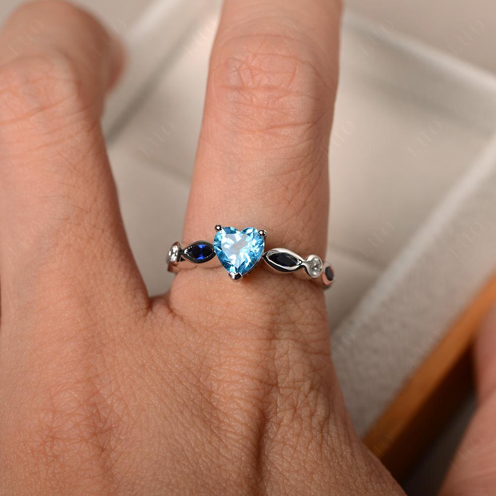 Heart Swiss Blue Topaz Wedding Ring - LUO Jewelry