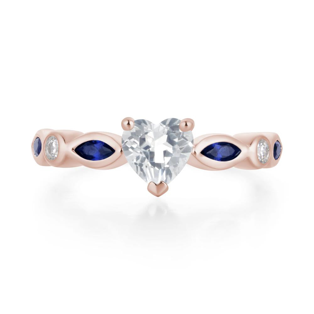 Heart White Topaz Wedding Ring - LUO Jewelry #metal_14k rose gold