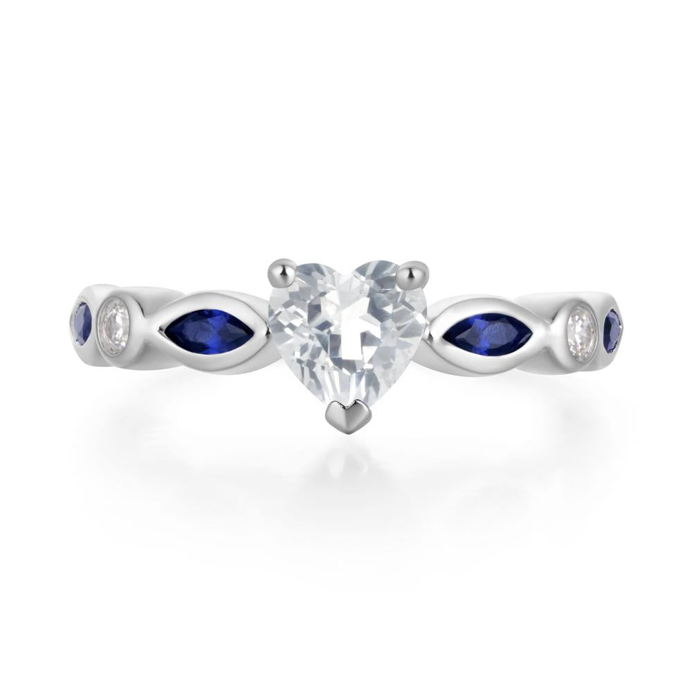 Heart White Topaz Wedding Ring - LUO Jewelry #metal_14k white gold