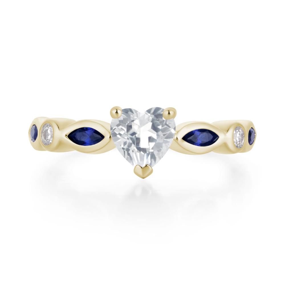 Heart White Topaz Wedding Ring - LUO Jewelry #metal_14k yellow gold